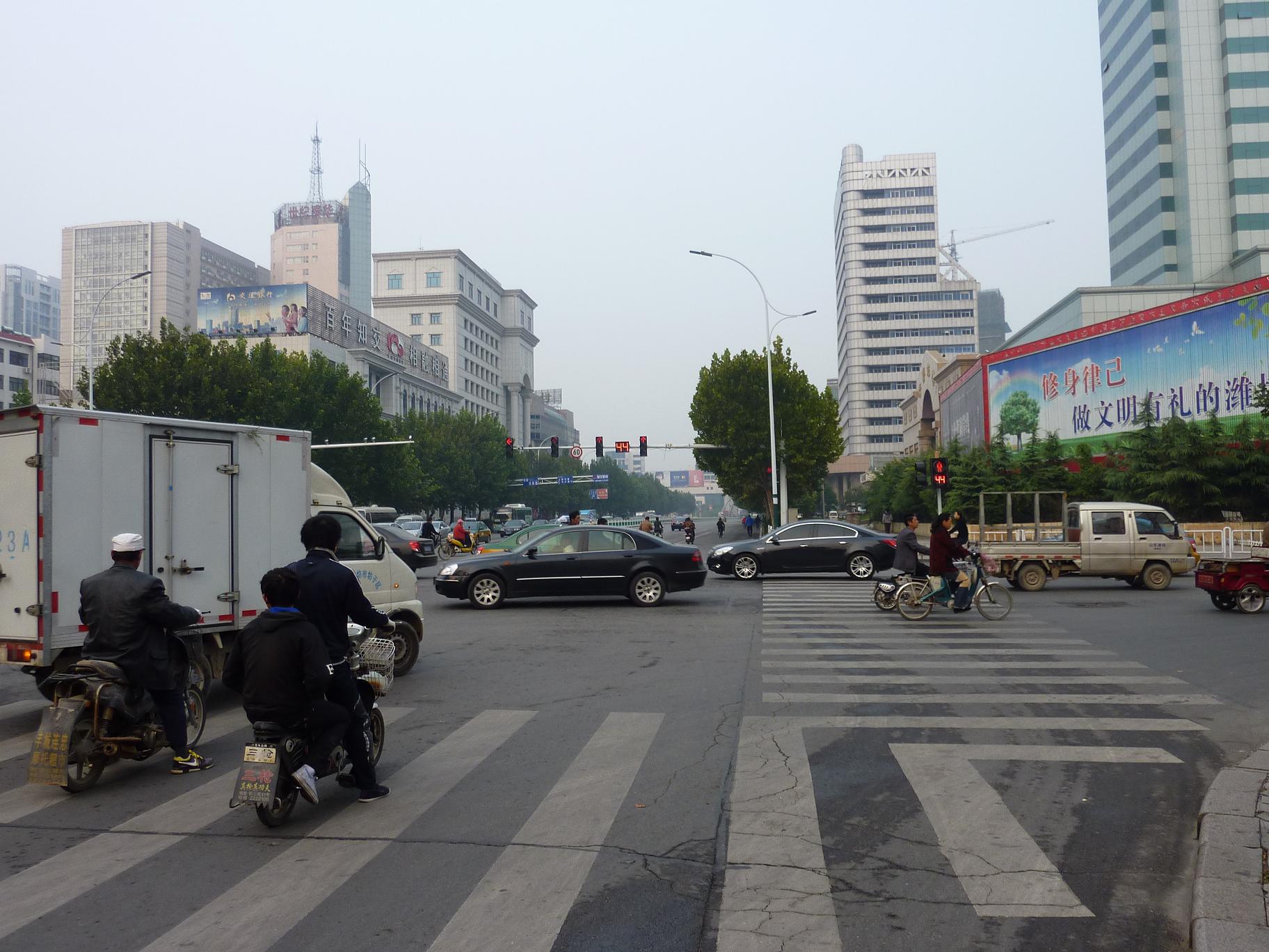 濰坊的早晨！和北京一樣，擁擠。。。