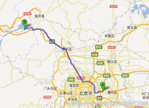 从 定福庄 出发，延朝阳路 向西行，到四环 一直向北 至 北四环 在北辰桥 向右拐 走八达岭高速 辅路一直到   ...