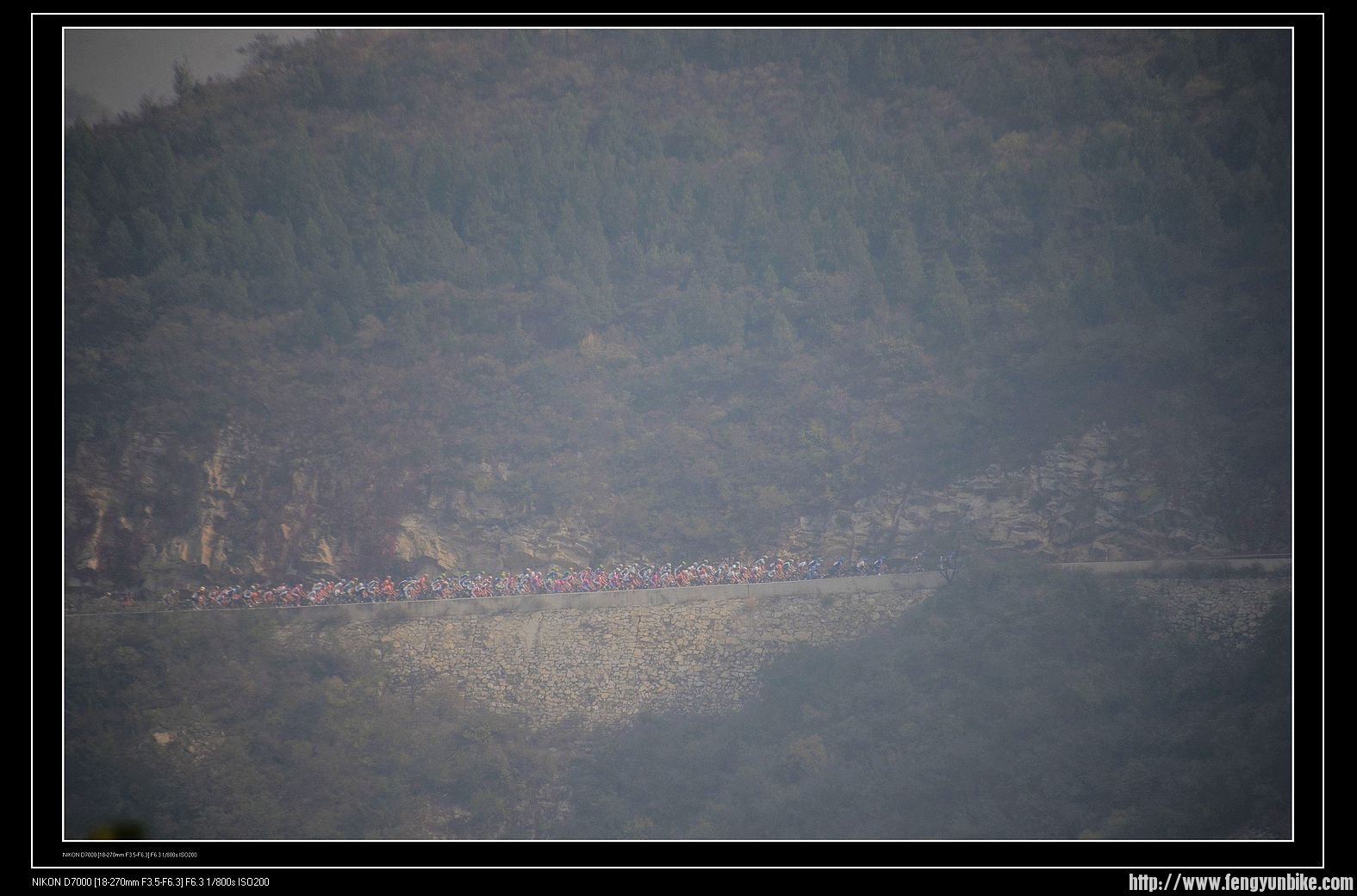 隐约可见对面山道中的大部队