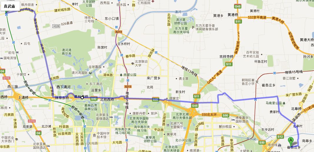 谷歌地图规划步行路线，全线22公里。