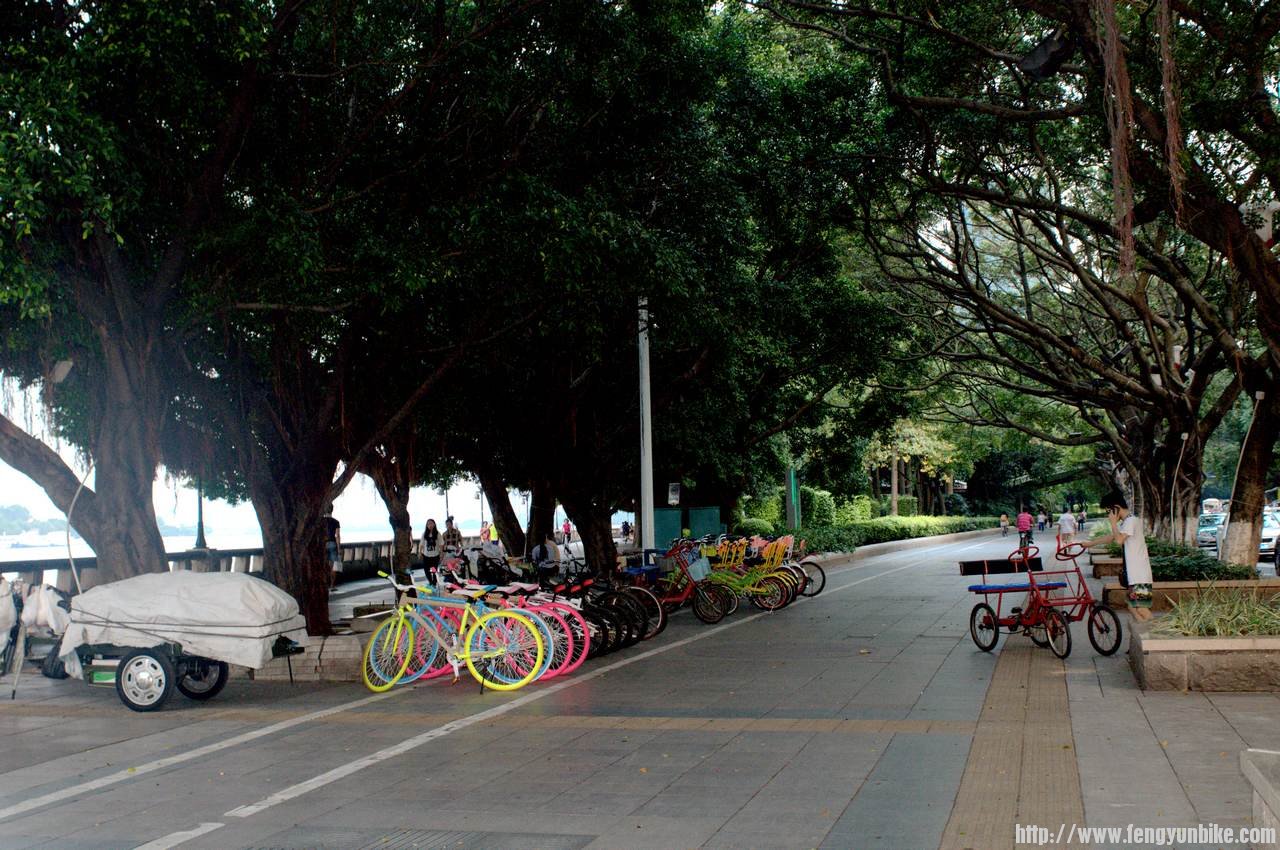 珠江边租各种自行车有死飞、折叠、山地、多人骑