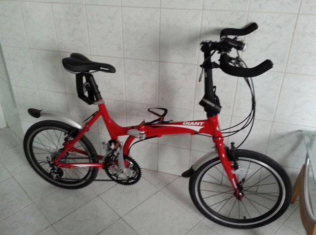 捷安特拓威8.0DB红色小折叠20寸