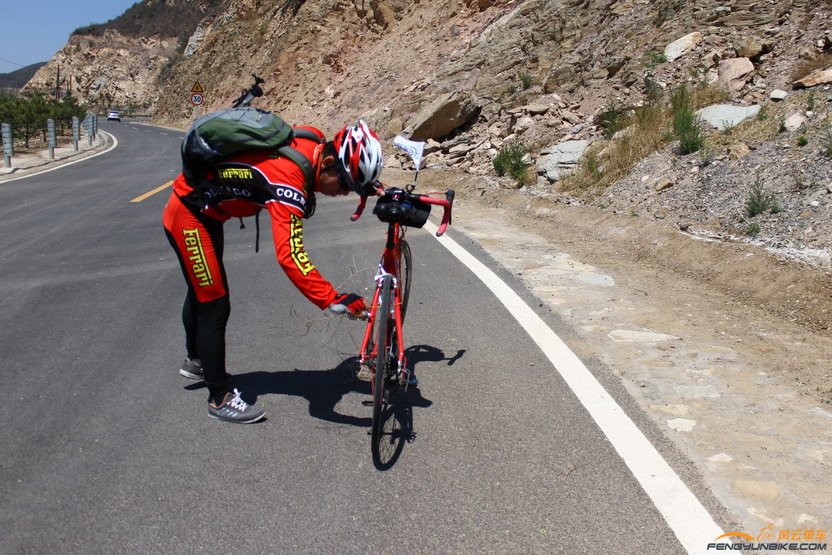 爬坡 领队被树枝拉下马