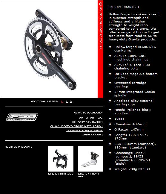 FSA ENERGY中空一体牙盘