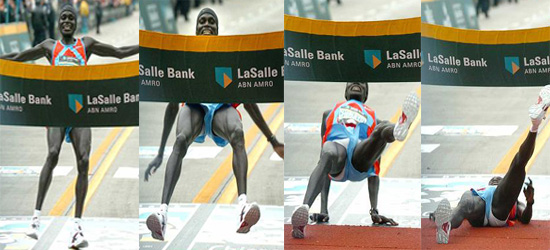 最倒霉的冠军：冲刺撞线前四脚朝天