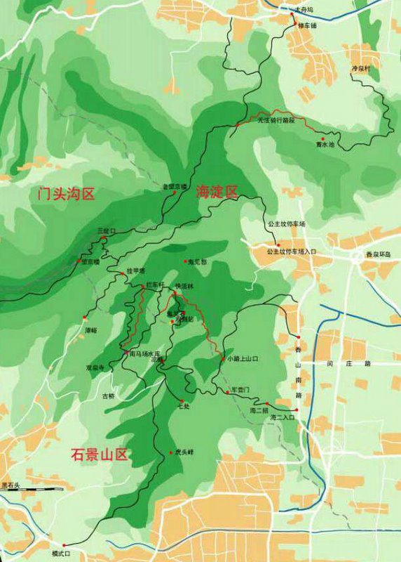 香山区域地图