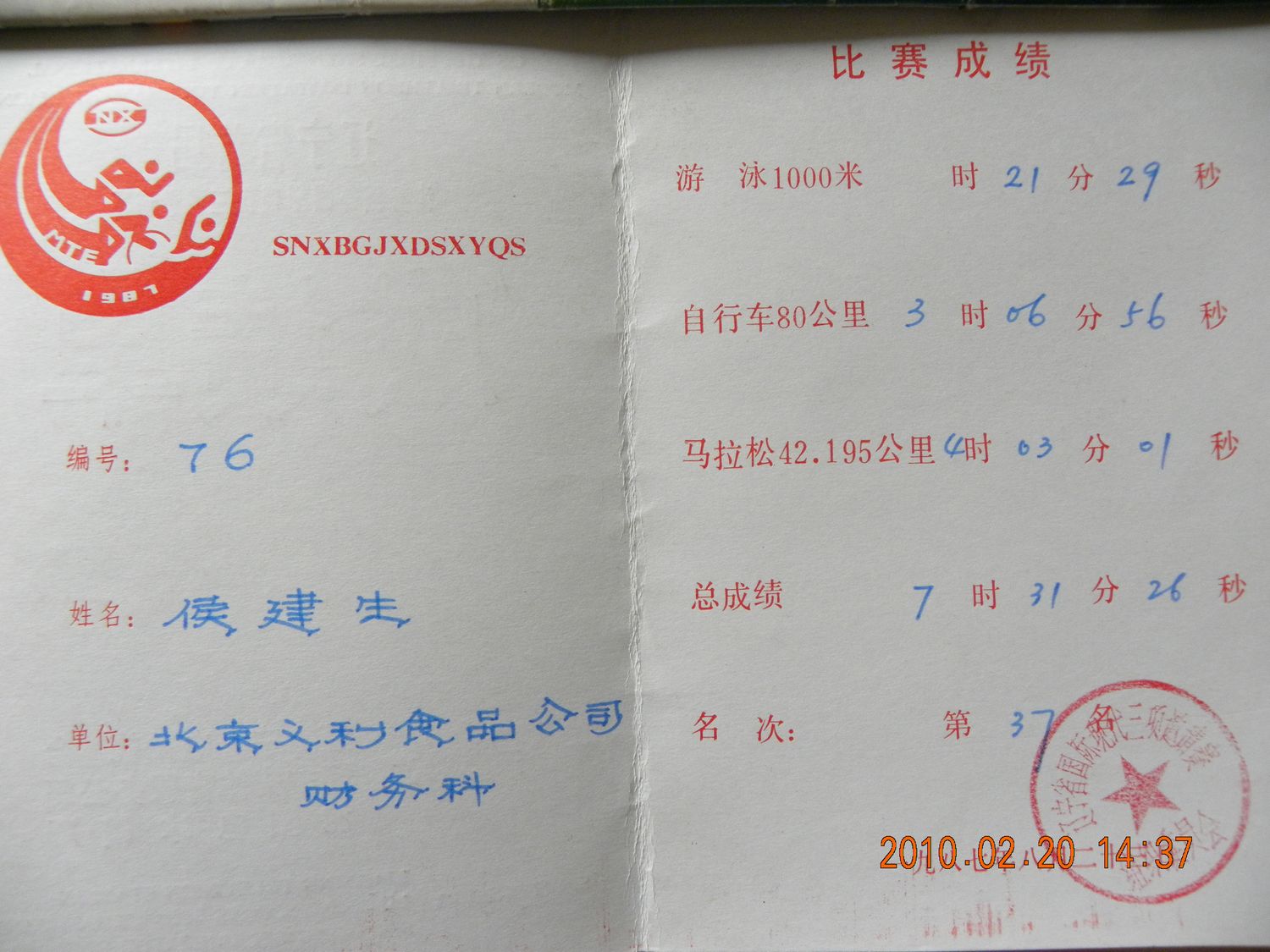 我的成绩 唉 比华远杯差远了