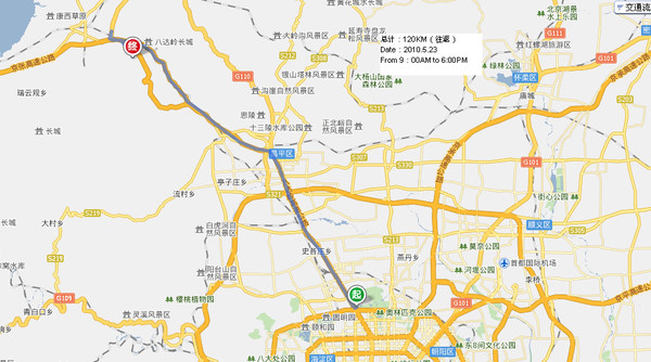 路线图 2010年5月23日9:00AM-6:00PM 总计:120KM(往返)