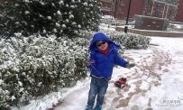 2015年末的第一场雪，我给孙子拍的雪地照