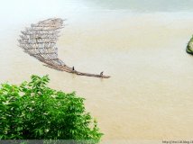 鸭绿江上放木排